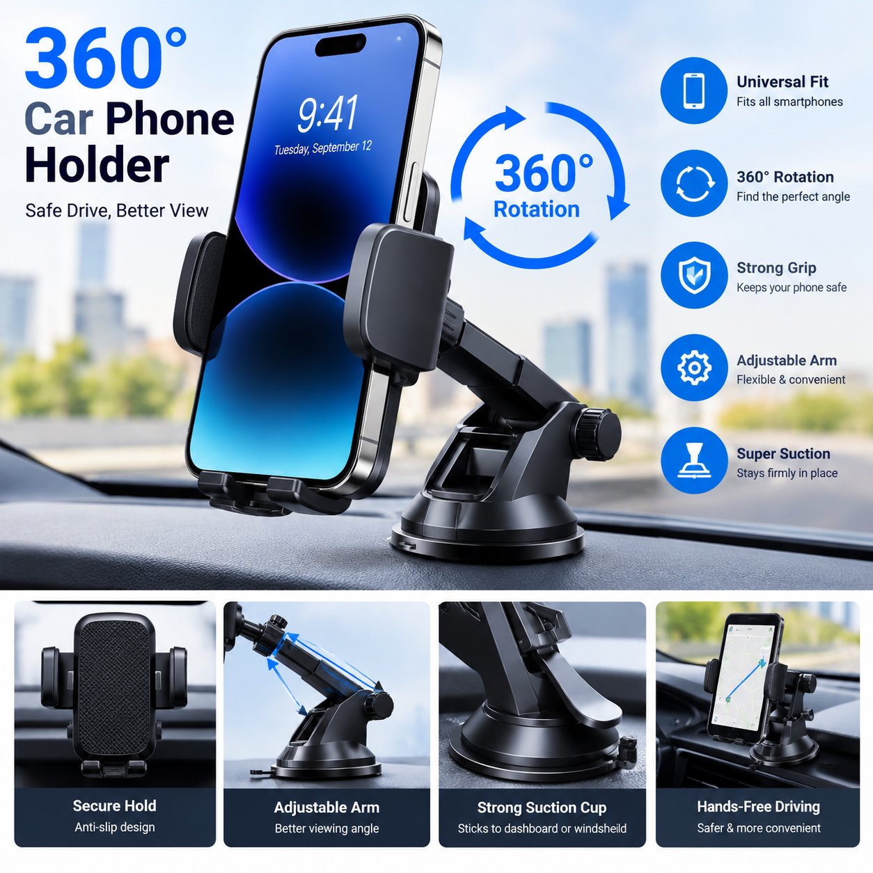 360° Universal Car Phone Holder
